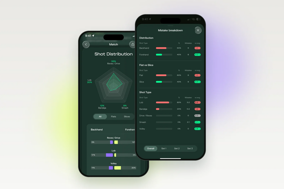 Padelplay app screens for the article “Padel shot types explained”