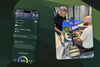 Coach and player looking at padel data on a laptop, with the Padelplay match summary