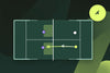 Court diagram of a chiquita to the feet of the net players, with the slice icon