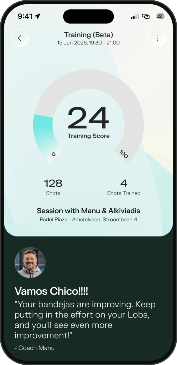 Padelplay training mode: training overview